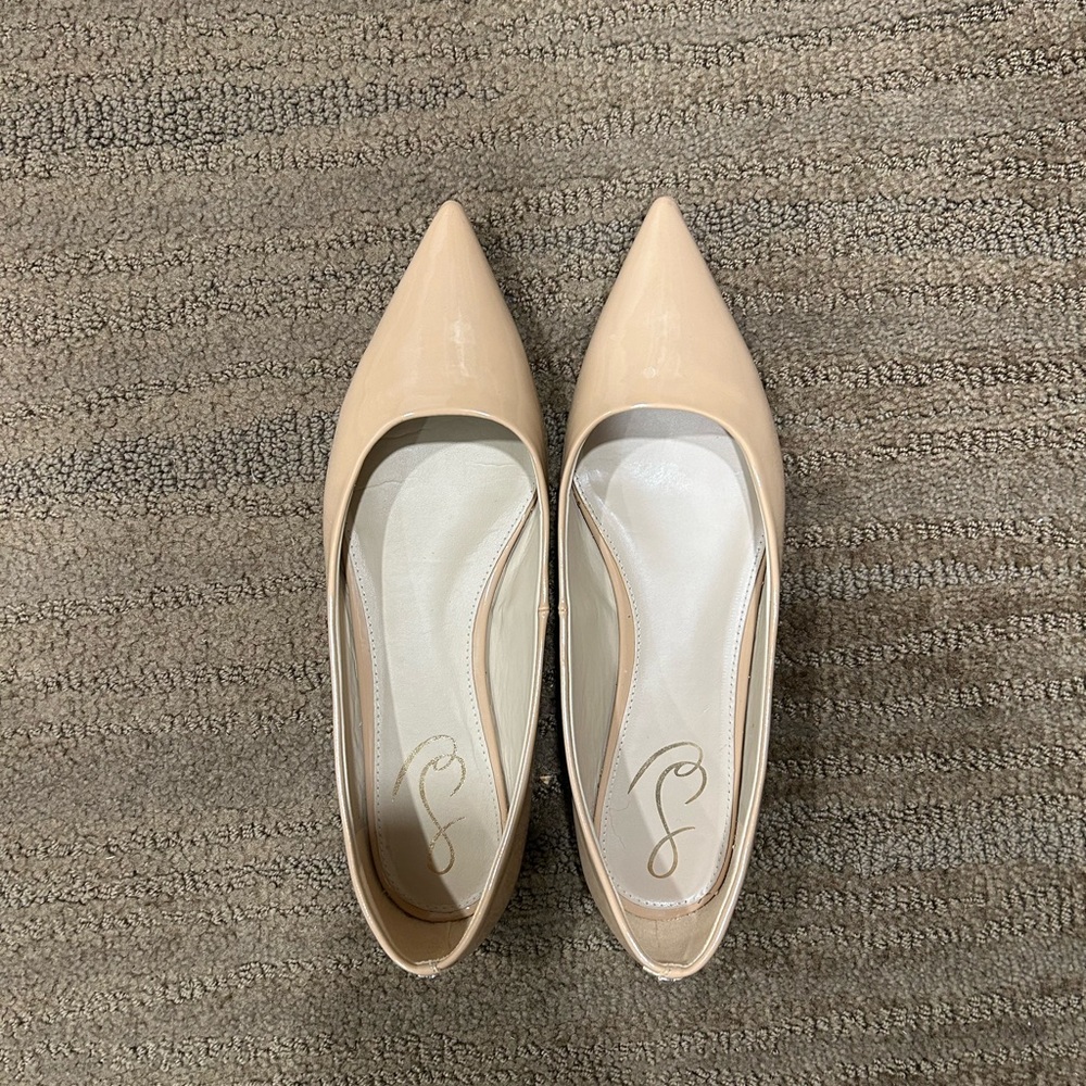 Sam Edelman Nude Patent Leather Pointed Toe Flats 9